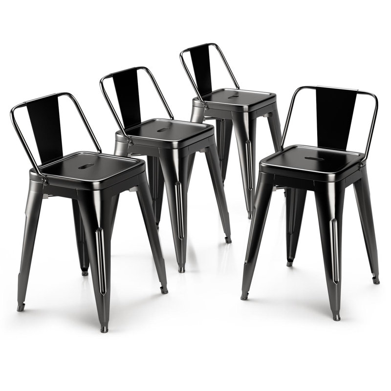 Chaise d’appoint empilable en métal à lattes en métal noir Kantor