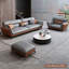 Canapé modulaire gris en cuir véritable-776893389-776893388
