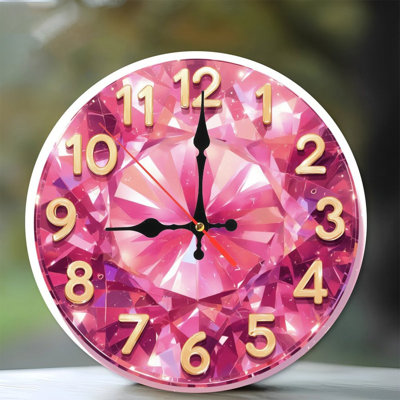 Pink Diamond Clock Gold Numbers