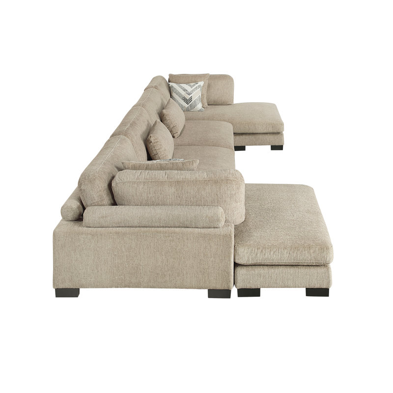 Canapé modulaire en U 4 pièces Hanna, Microfibre/microsuède brun