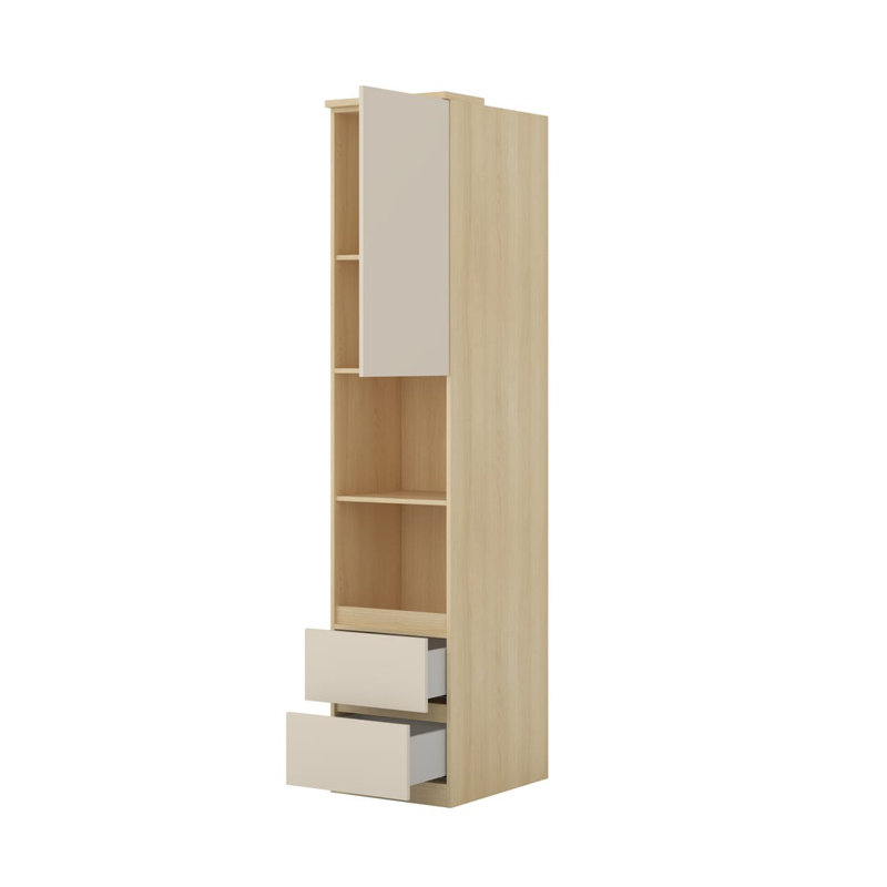 Biannca 215cm H x 45cm W Composite Bookcase, Oak Lindberg/Beige