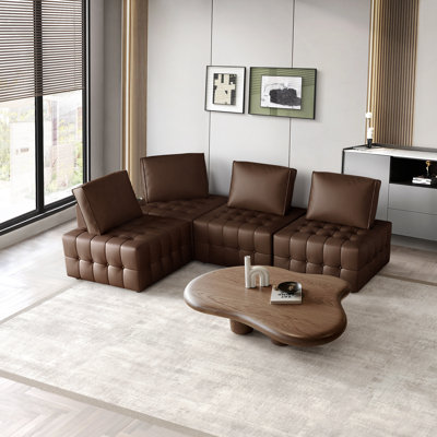4-Piece PU Faux Leather Modular Chair Set