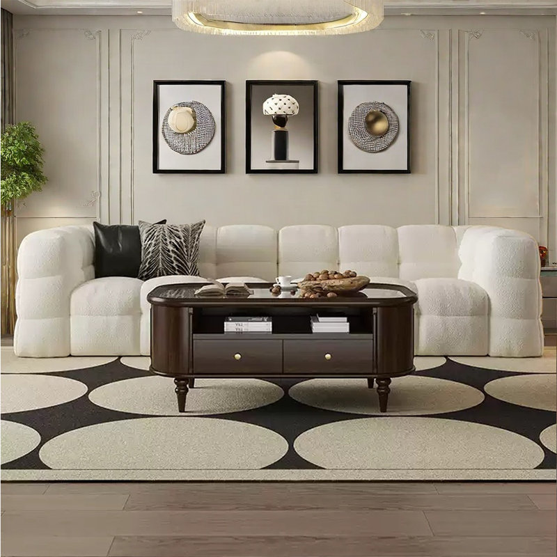 Table basse rétro française, H 19,68 po x L 47,24 po x l 25,59 po