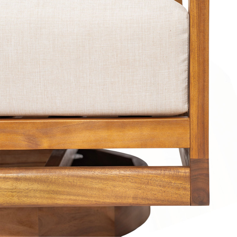 Chaise longue pivotante d'extérieur Tanah, finition teck avec coussin beige