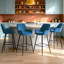 Modern Velvet/Suede Upholstered Bar Stool with Diamond Tufted Back, Counter Height Chair with Black Metal Legs-8452155