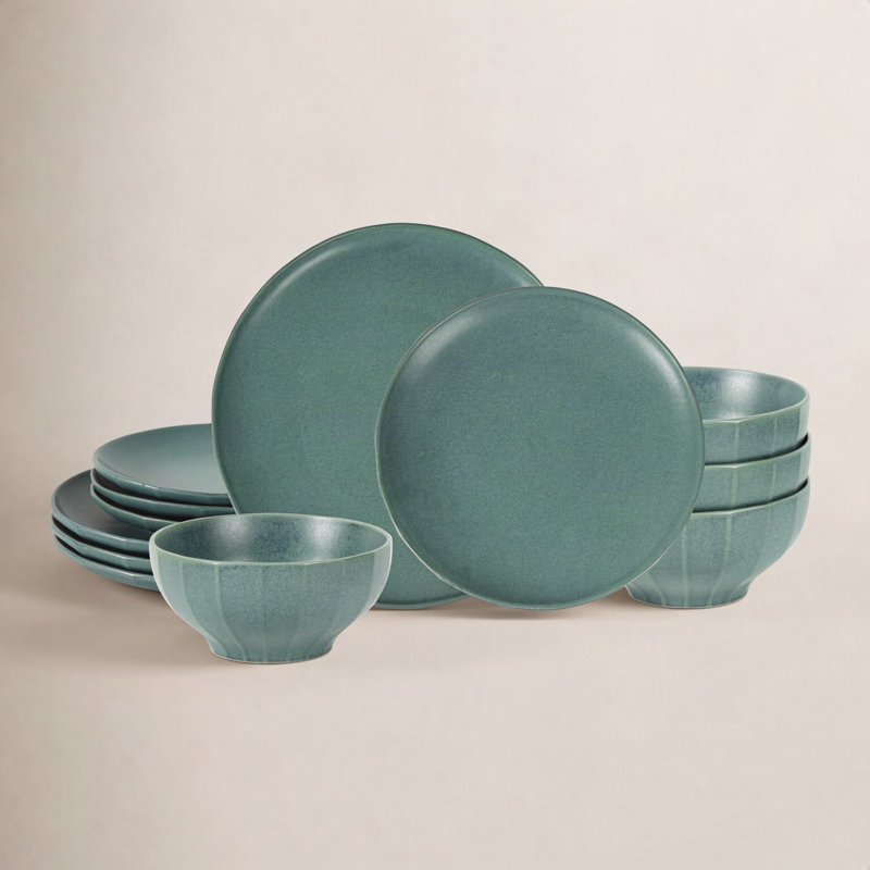 Stone Lain Rio 12-Piece Dinnerware Set Stoneware, Green