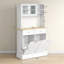 Armoire de rangement pour garde-manger 68 po avec station de charge, 2 armoires à ordures inclinables et support pour micro-ondes, huche de cuisine autoportante avec portes en verre et tablette réglable-174497853