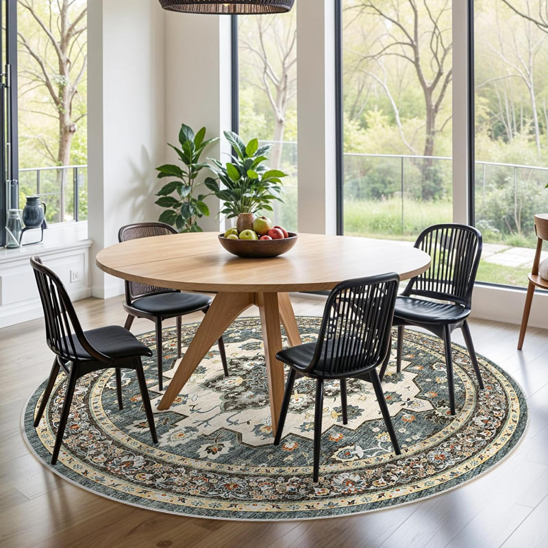 Washable Oriental Hallway Rug - Rugs for Living Room Soft Carpet for Bedroom Kitchen Waterproof Floral Distressed Indoor Stain Resistant Non-Shedding Floor Carpets (Blue)