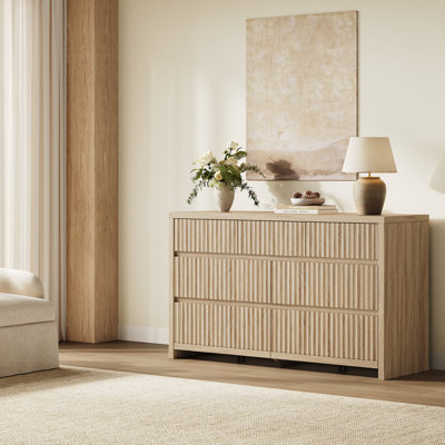 Allete 55.2"W Modern Fluted Panel 7-Drawer Dresser