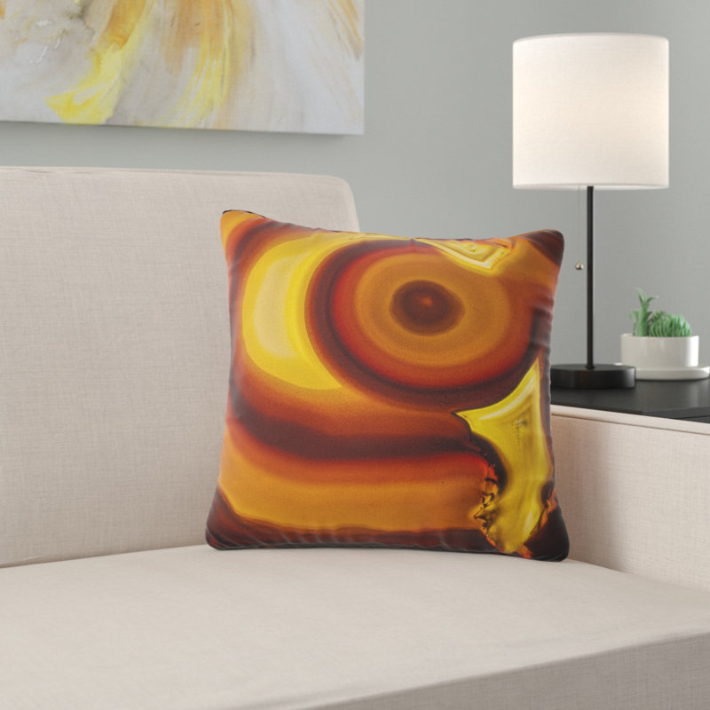 Agate Geode Slice Macro - coussin imprimé abstrait, 16 po x 1 po, Coussin décoratif