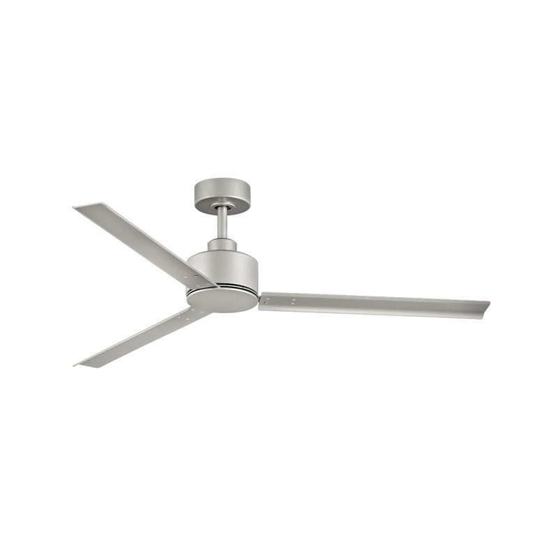 56" Indoor/Outdoor Propeller Ceiling Fan with Remote, Brushed Nickel