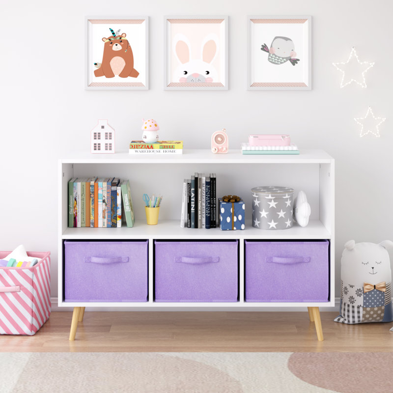 Bibliothèque pour enfants avec tiroirs pliables en tissu