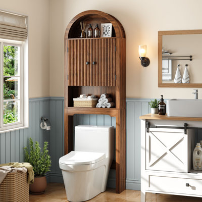 Armoire de rangement indépendante en arc de cercle au-dessus des toilettes