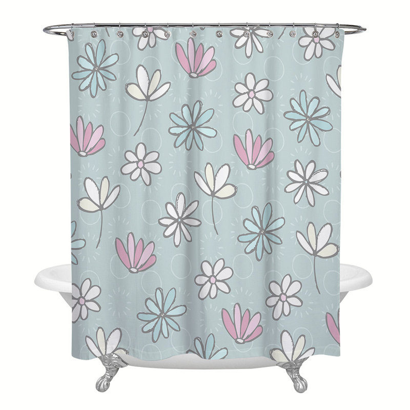 Rideau de douche simple à motif floral Nelly, H 72 po x l 70 po