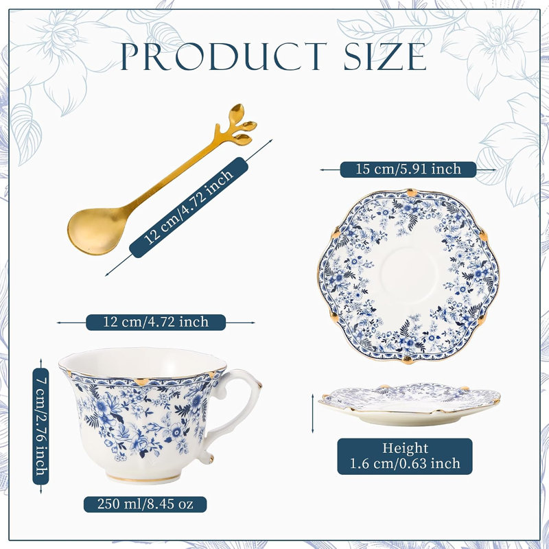 Bone china tea cup and saucer set