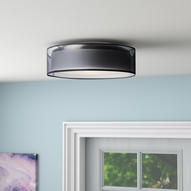 Plafonnier encastré à trois lumières DEL Jessalyn, H 5,5 po x l 16 po x P 16 po, Organza noir