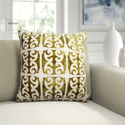 Embroidered Feather Reversible Throw Pillow