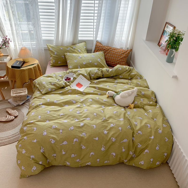 Microfiber Floral Print Comforter Set, Full Comforter + 2 Pillowcases