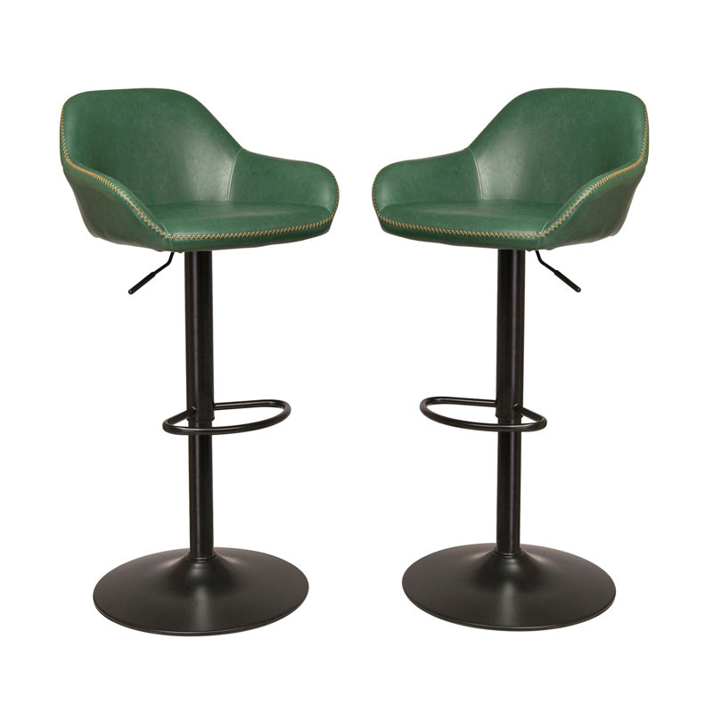 Thibodeaux Swivel Adjustable Height Bar Stool, Dark Fern Green