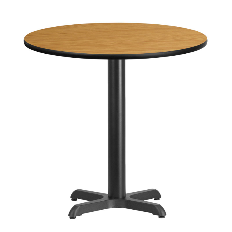 Carrus Round Laminate Table Top with Height Table Base, 31.13" H x 30" W x 30" D, Natural