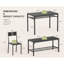 Ensemble de salle à manger Tamajah 4 pièces pour 4 personnes, sans rembourrage, avec table, banc, 2 chaises et étagères de rangement-2100986267