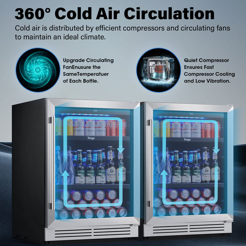 Yeego 48'' 280 Cans Built-in Beverage Refrigerator Beer Cooler (Set of 2)