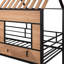 Lit mezzanine simple en métal avec toit, fenêtre, garde-corps et échelle noir