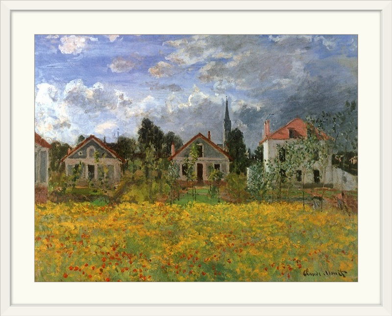 «Maisons dans la campagne» par Claude Monet, reproduction d'art, H 18 po x l 24 po x P 1,5 po, Toile