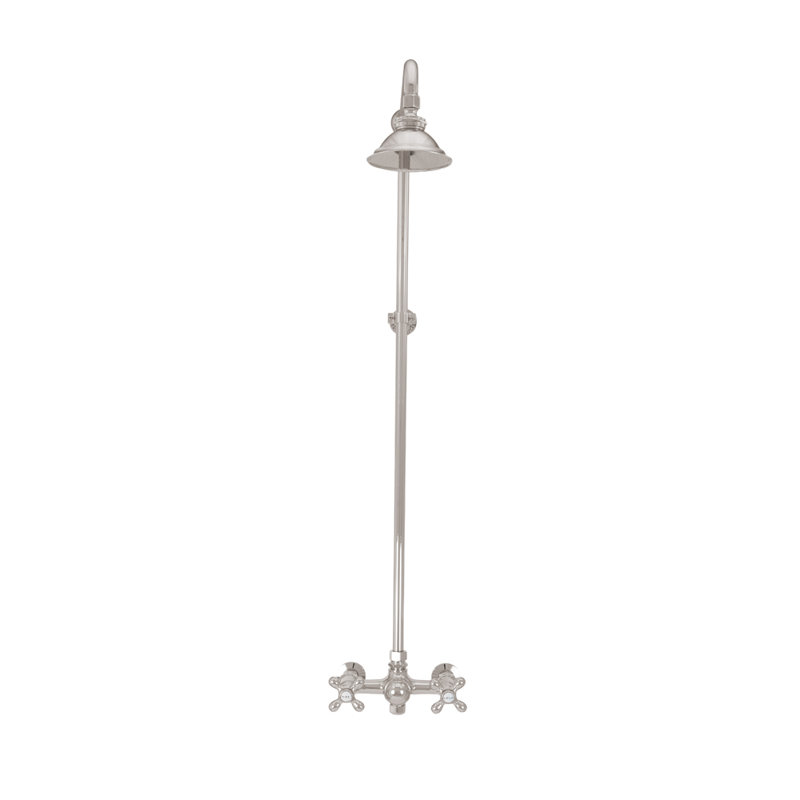 Ensemble de douche murale d'extérieur 60 po avec pomme de douche et poignées en croix, Polished Nickel