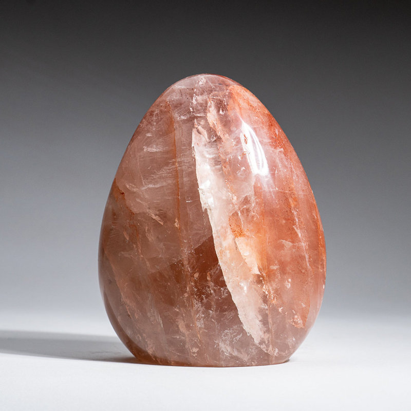 Genuine Polished Strawberry Quartz Flame Freeform, Pink, 5" H x 4" W x 2.25" D