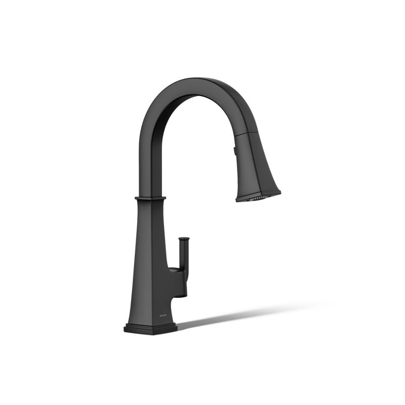 Riff Pull-Down Kitchen Sink Faucet with Three-Function Sprayhead, Single-Handle Kitchen Faucet, Matte Black