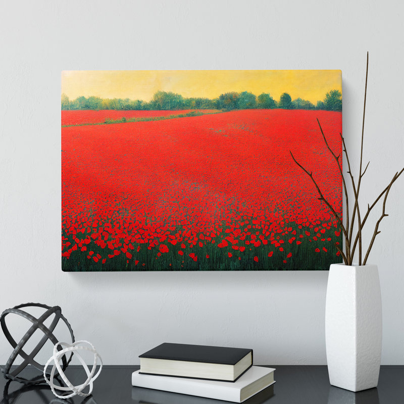 Idyllic Poppy Field Flowers - Wrapped Canvas, 35cm H x 50cm W x 3cm D