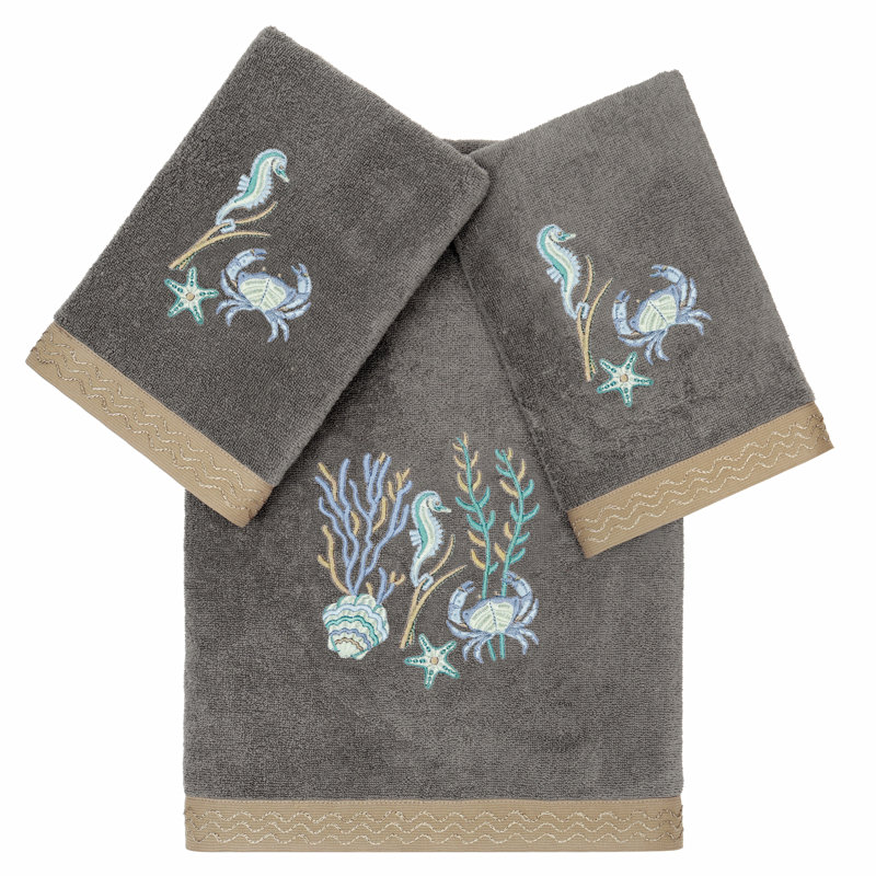 Ensemble de serviettes 100% coton Aaron, Gris anthracite