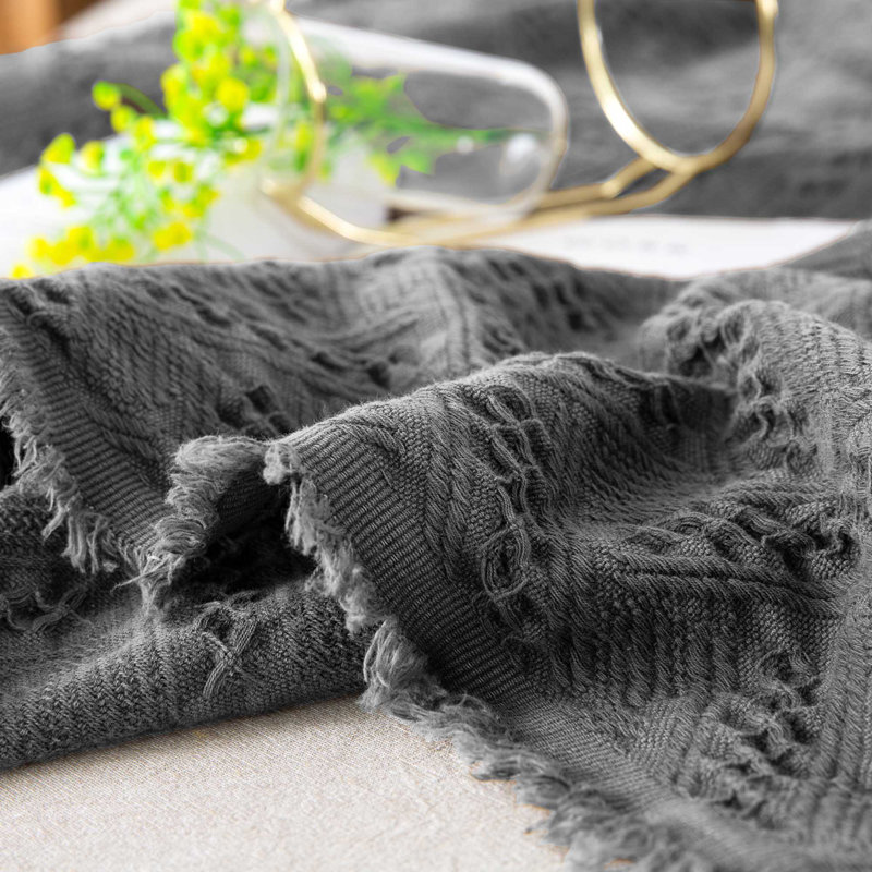 Knitted Throw Blanket, Charcoal Gray