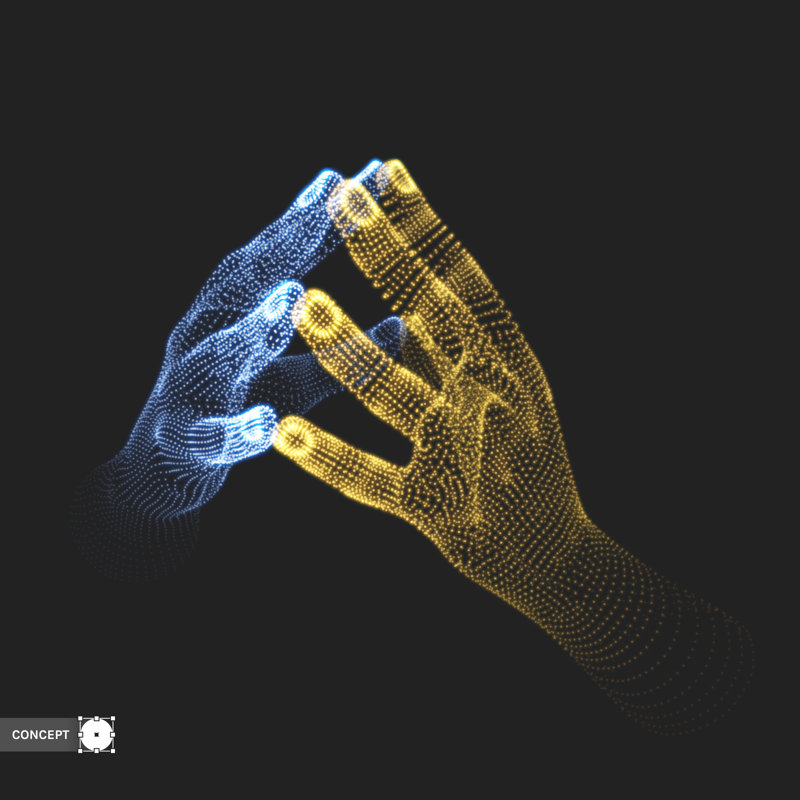 3D Human Hands Illustration - Wrapped Canvas Print, 91cm H x 91cm W x 3.8cm D