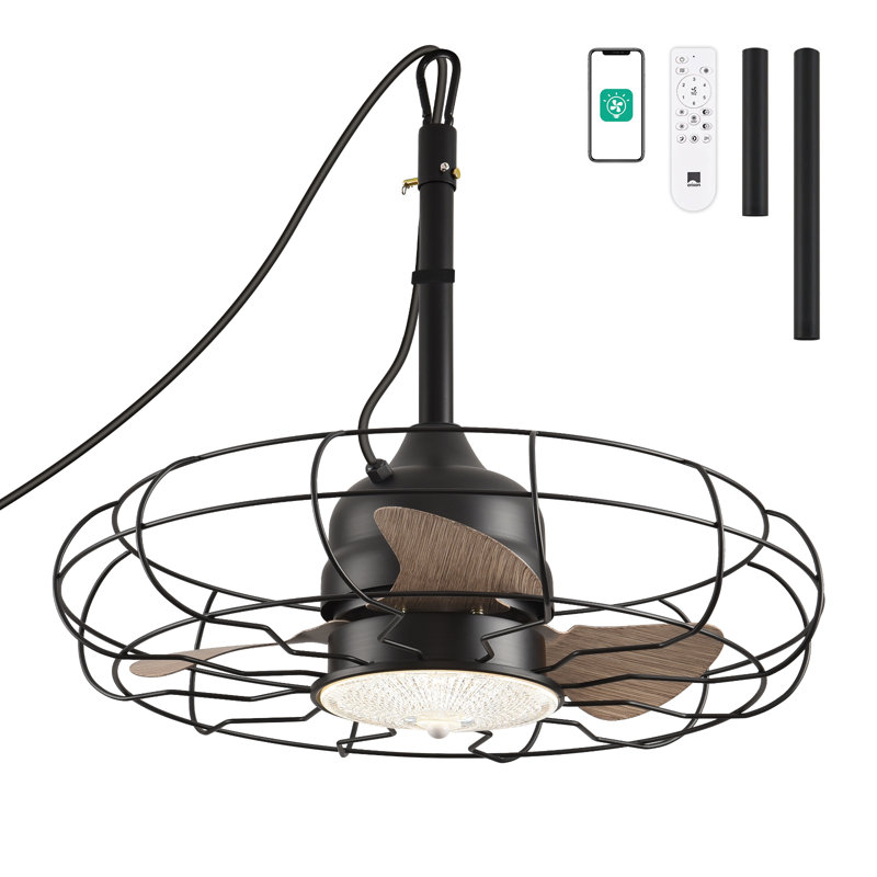17 ventilateurs de plafond en cage 21 "avec éclairage pour patio et télécommande - 17 étages, 24 po de largeur