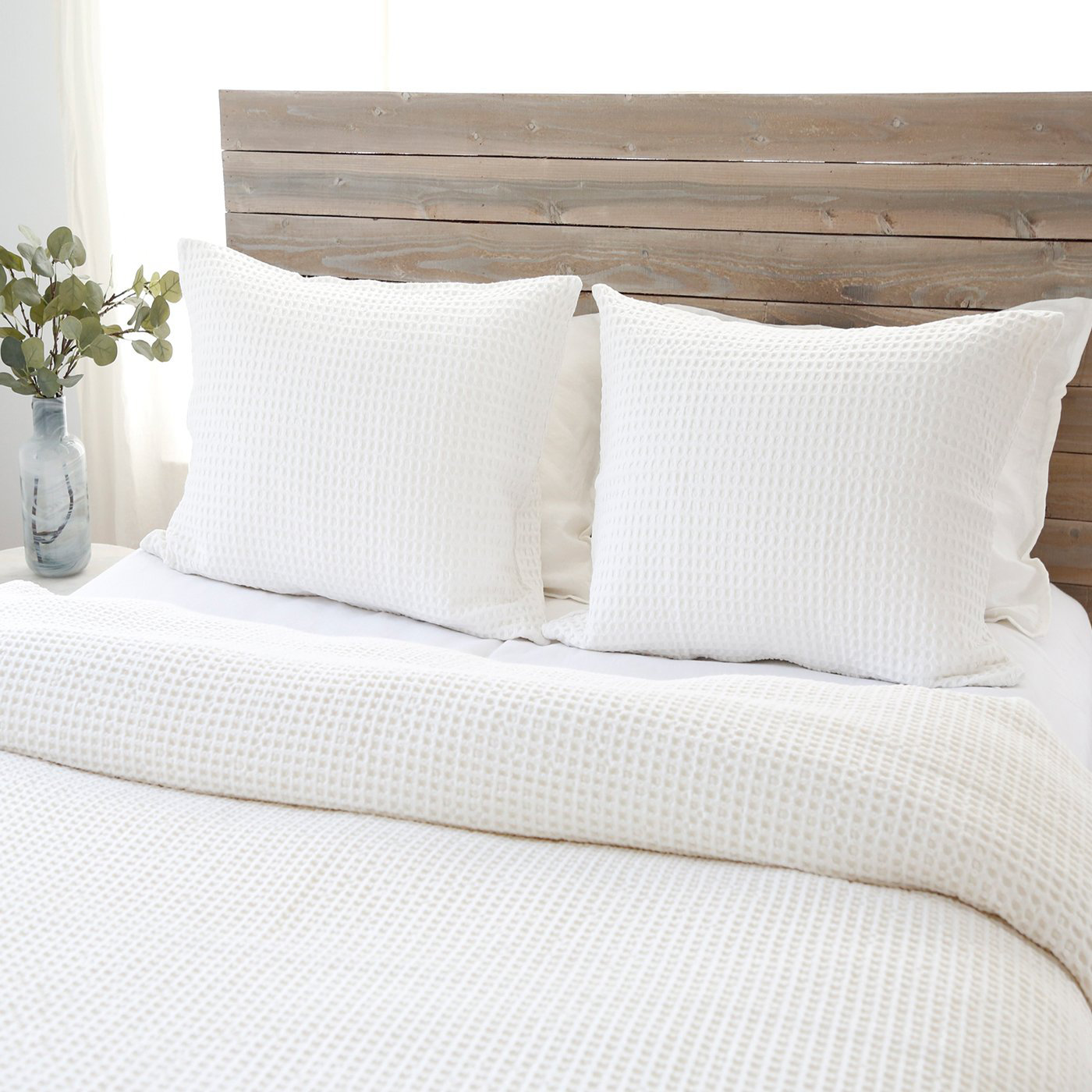Zuma Cotton Waffle Throw Blanket, Cream, King