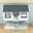 Kids Twin Over Twin Bunk Bed with Roof and Ladder-1453890052