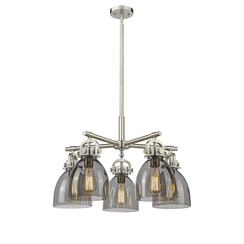Lustre suspendu 5 lumières 7 po Avacyn, Plaqué couleur fumée, Nickel satiné