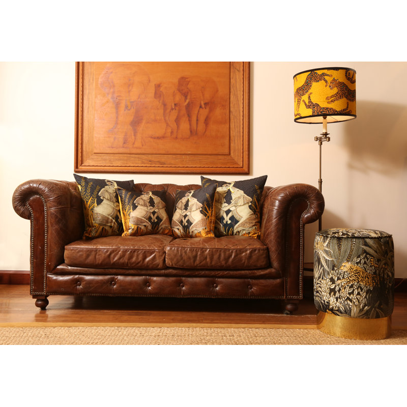 Ardmore 'Dancing Elephants' Cotton Pillow, Moonlight