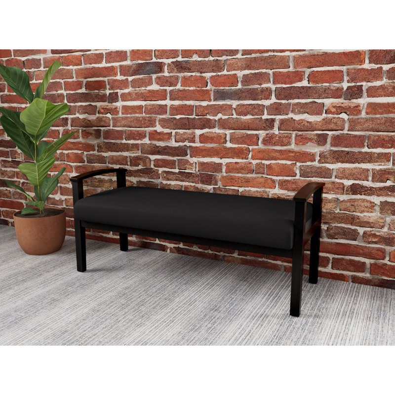 Banc en bois massif Amherst, Noir, Visite libre noire