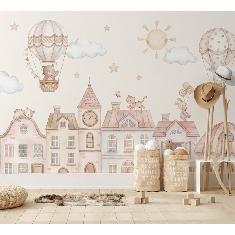 Papier peint montgolfière amovible, 120 po x 96 po, Peel and Stick
