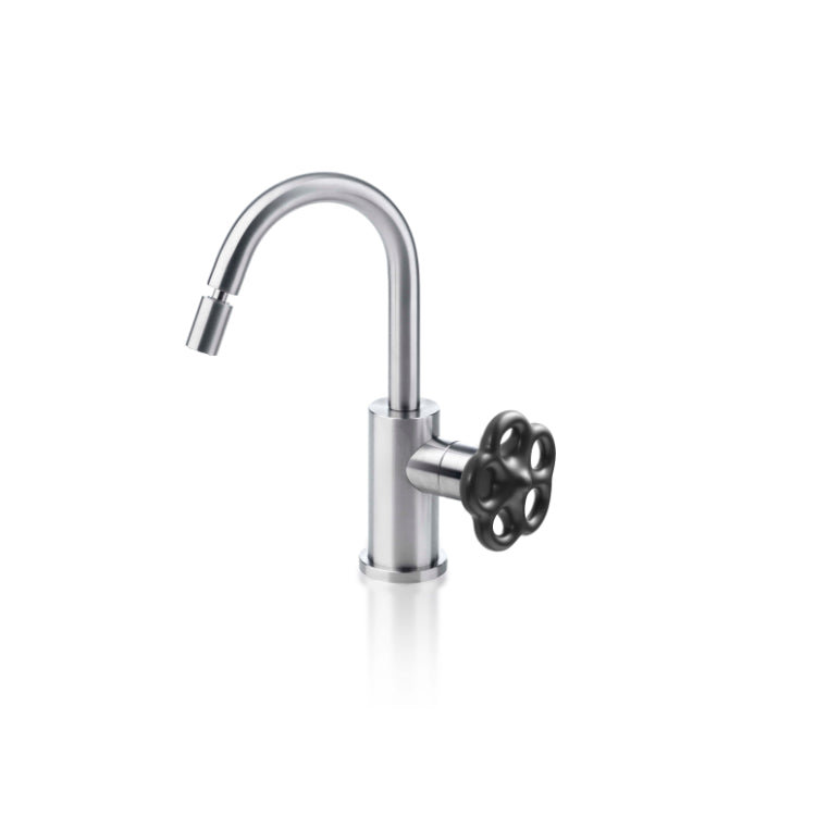 Acquaco Linki Daisy Deck Mount Single-Hole Single Handle Bidet Faucet, Polished Stainless-Black Matte