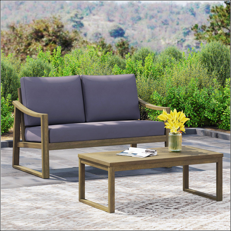 Table basse et causeuse Samwell, Gris foncé