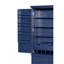 Grande armoire de rangement autoportante en bois avec 8 portes, 3 tablettes réglables, 7 tiroirs et 8 casiers à vin, bleu