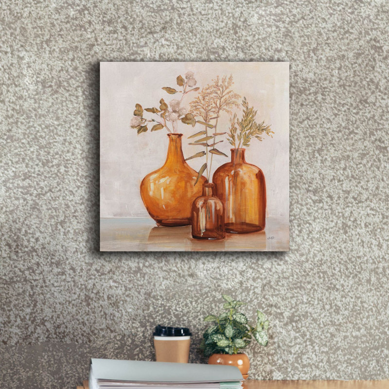 Art mural sur toile Amber Autumn Neutral Flowers par Julia Purinton, 26 po x 26 po, H 18 po x l 18 po x P 0,75 po