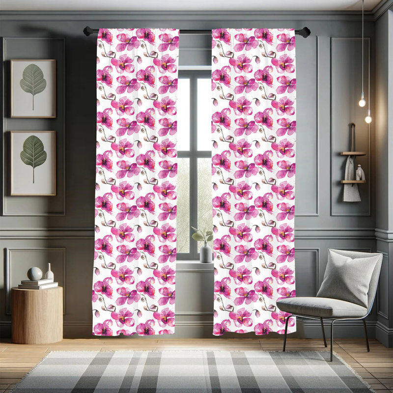 Watercolor Semi-Sheer Rod Pocket Single Curtain Panel, 28" x 84"