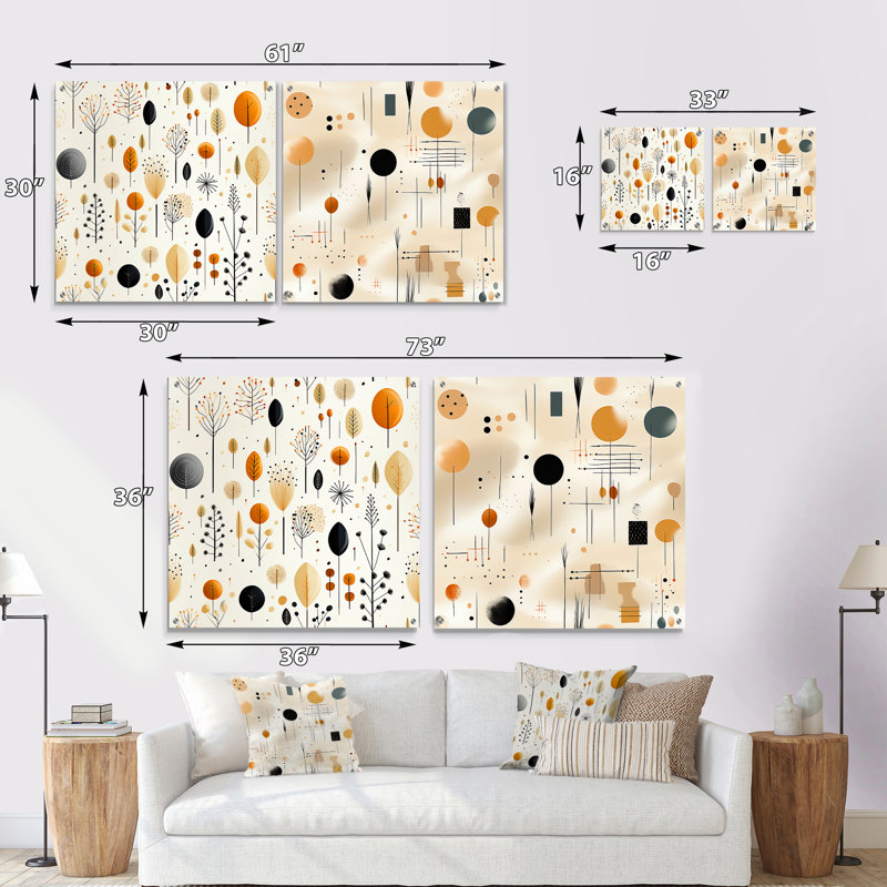 Motif de fougères bohème minimaliste Boho, H 36 po x l 73 po