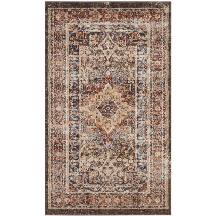 Broomhedge Oriental Brown/Rust Area Rug, 6’ 7” x 9’