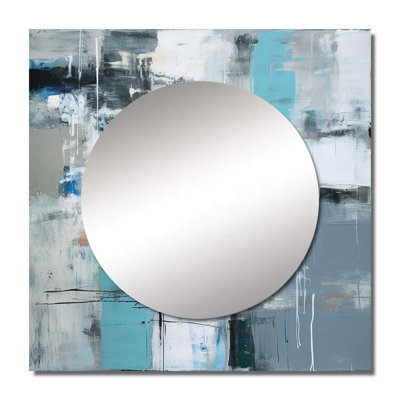 Serene Subtility In Abstract Light Blue - Abstract Painting Large Square Mirror For Wall Art Decor
